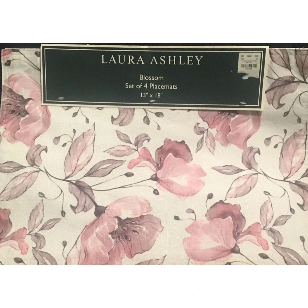 Laura Ashley Placemats Botanical Florals Set of 4 Cottagecore Shabby Chic 13x18